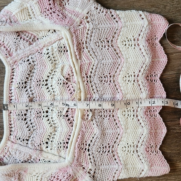 Urban Outfitters Blaire Pink and Cream Knit Cropped Sweater Top Size S - Picture 7 of 8